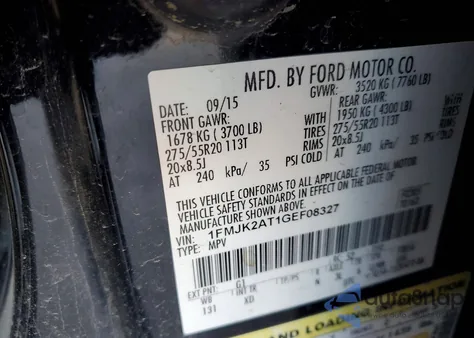 2016 Ford Expedition El Limited z USA, uszkodzony, nr VIN 1FMJK2AT1GEF08327